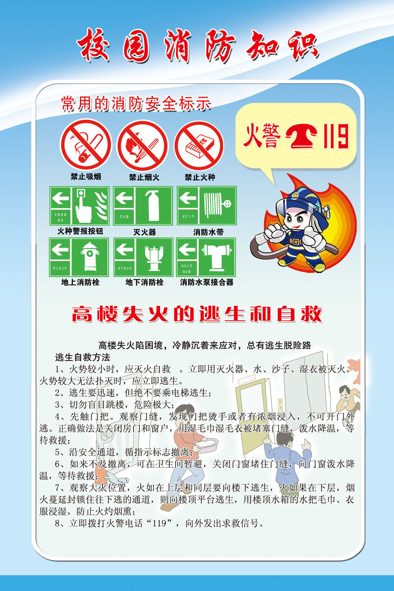 659海报印制展板素材758校园消防安全知识宣传漫画(27)