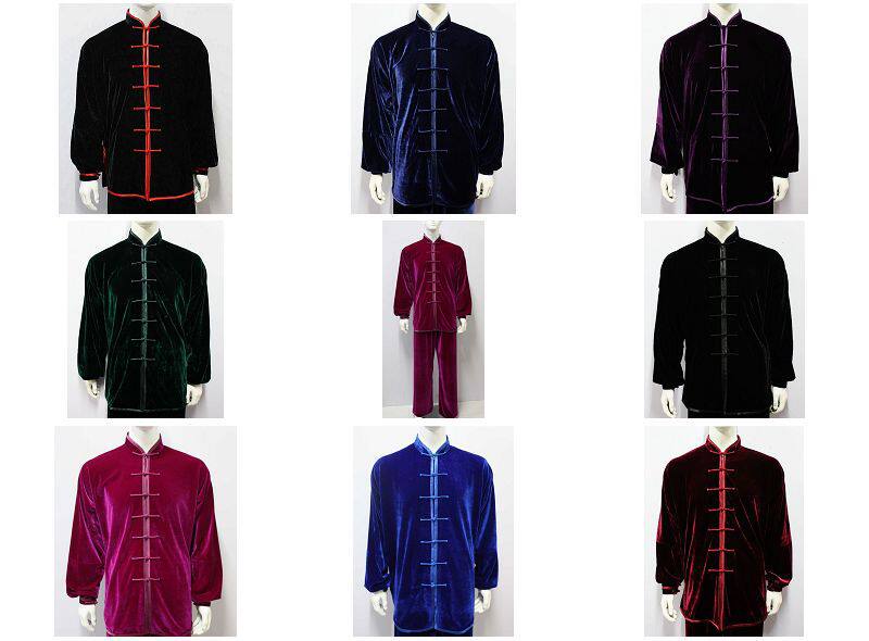 Golden Velvet Tai Chi Suit Martial Practice Suit Martial Arts Deep Blue
