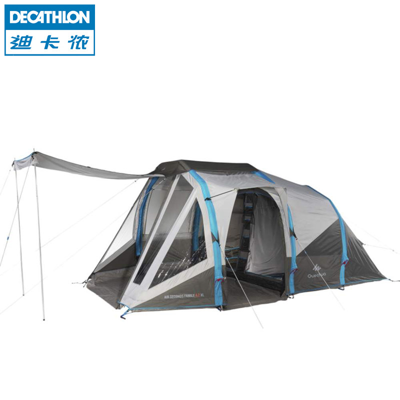 迪卡侬户外野营家庭帐篷 3-4人双层免搭建速开充气帐篷 QUECHUA