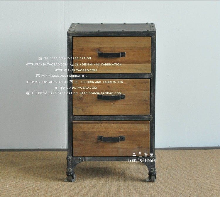 American countryside antique made of old furniture LOFT industrial style Three-bucket cabinet containing cabinet bed head cabinet