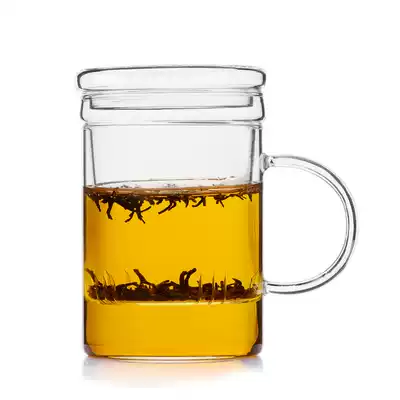 Men's and women's heat-resistant high temperature explosion-proof glass flower tea cup Home office water cup with lid filtration transparent