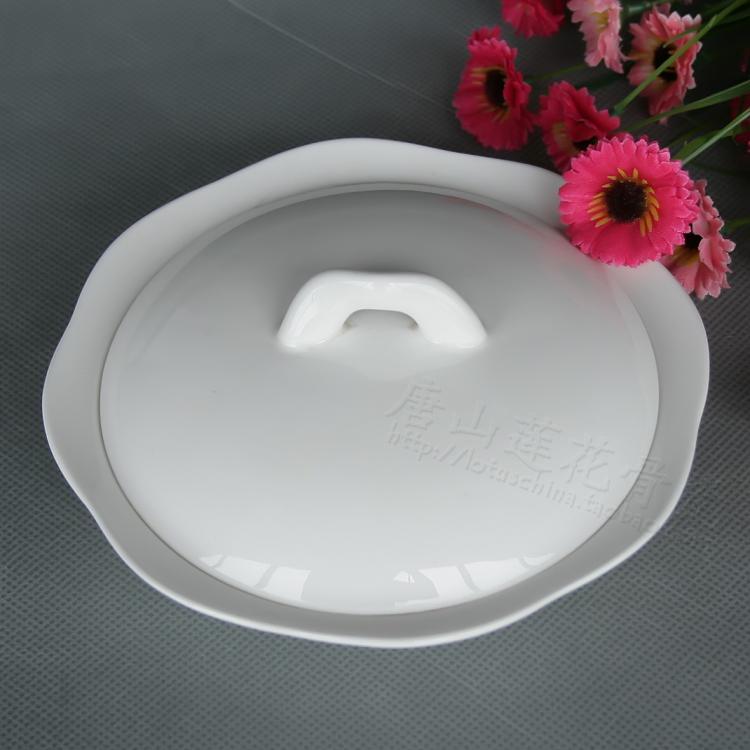 Lotus Cover Bowl with lid Bone Porcelain Dish With Lid Pure White Bone Porcelain Transparent Hotel Ceramic