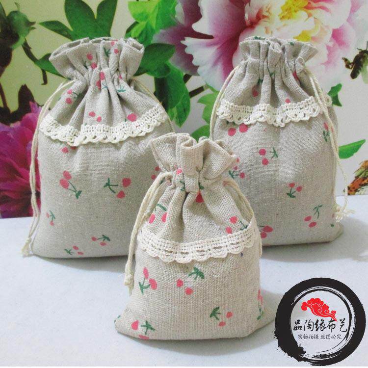 Large Size Cute Pink Cherry Gift Storage Bag Spice Empty Sachet Cloth Bag Slot
