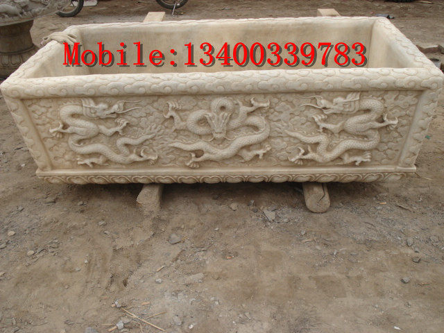 Stone fish tank, stone carving fish tank, stone trough flower pot, antique stone fish tank, stone basin, stone carving ornament 194