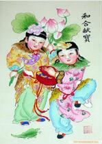 State-level intangible cultural heritage collection gift Yangliuqing Wood Engraving Picture semi-schematic view of a merge xian bao