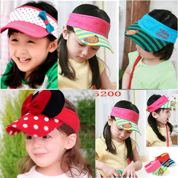 Cartoon Cubs Children's hat Men and women Baby Mickey Butterfly knot empty top hat sunhat sunhat