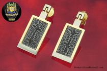 Swedish 18K gold burst pattern handmade exquisite Damascus earrings LS07