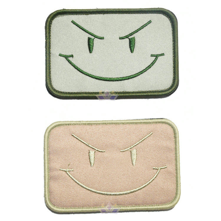 Smiling Warrior Embroidered Double-sided Velcro Armband Badge Personalized Backpack Post Morale Badge Patch Cloth Badge