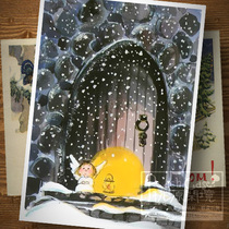 Watch Angel Castle Gate Lights Christmas Illustration Hand-painted Style Blessing Hand-painted Postcards