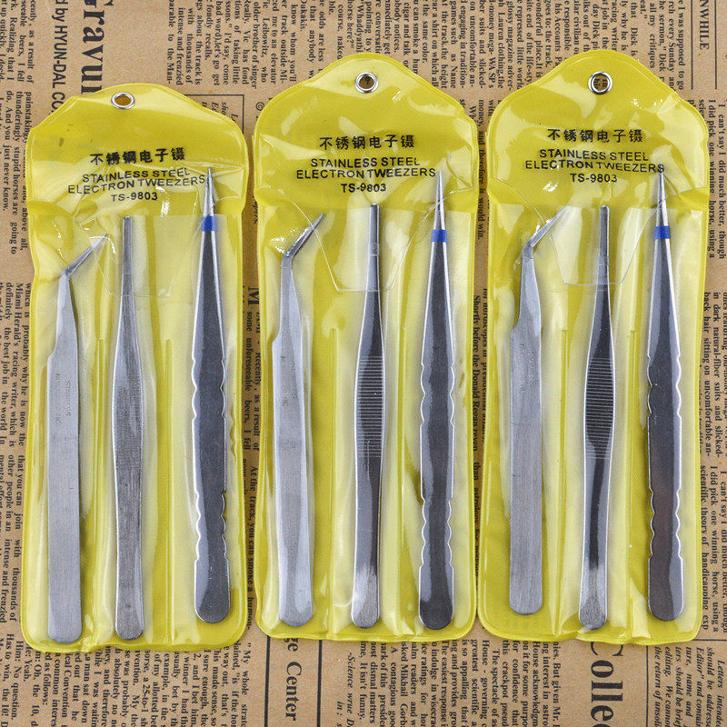Three sets of tweezers model Electronic tweezers lace thickened DIY small pliers up to special quality Good heat sell
