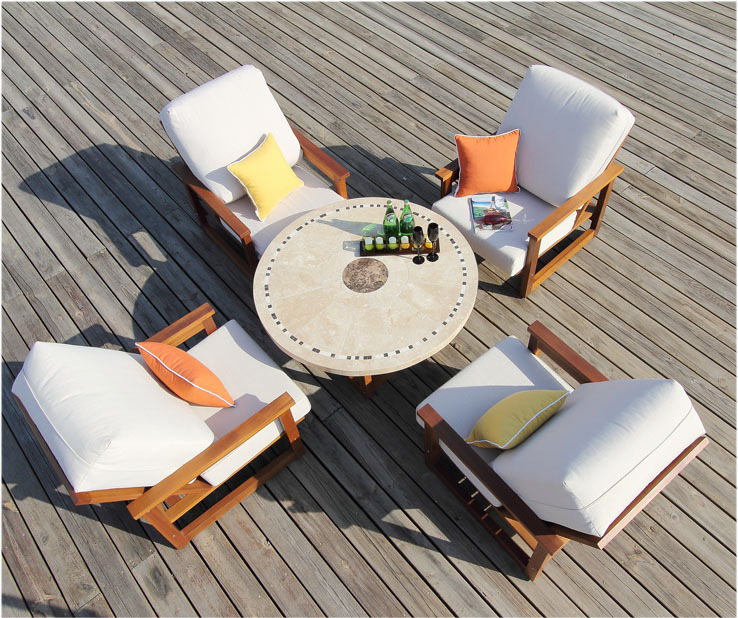 Outdoor solid wood sofa Outdoor solid wood table and chair Solid wood leisure furniture Garden courtyard solid wood sofa anticorrosion
