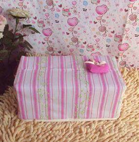 Special clearance Mino house foreign trade products Pastoral powder stripe embroidery tissue set Tissue box cover