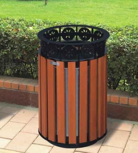 Round lace trash can imitation wood grain fashion creativity hotel property sanitation outdoor