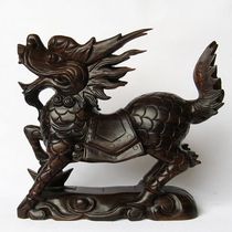 Mahogany Carving Crafts Home Ornaments Solid Wood Kirin Large Wooden Living Room Decorations