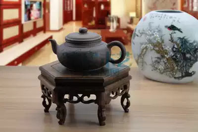 Mahogany base Chicken wing wood hexagonal high sole base Jade base Potted bonsai base