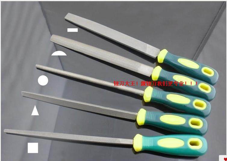 (Shanghai-workers) Fuyuan steel filing 12 inch 300MM Anti-slip bicolor plastic handle triangular filing and filing knife pliers work file
