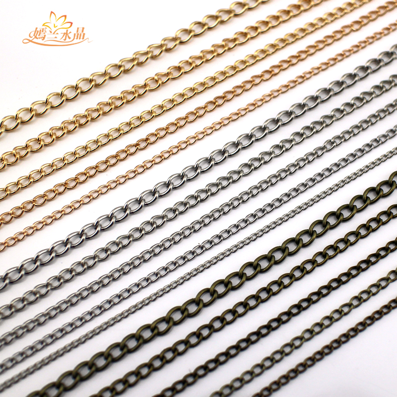 Ineland DIY Ornament Accessories Material Metal Flow Suthin Chain Single Button Crypto Chain Hand Alchemy Necklace Chain