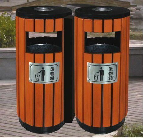Outdoor sorting trash can environmental protection trash can steel wood trash can