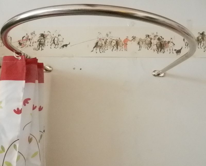 Qiao sister SUS304 stainless steel tube shower curtain rod U-shaped fitting room thickened partition powder room shower