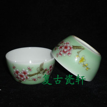 Jingdezhen Factory Goods Porcelain Monochrome Glazed Pink Hand-painted Flowers Birds Pu-erh Tea Cups Tea Brewery Tea Brewery Price