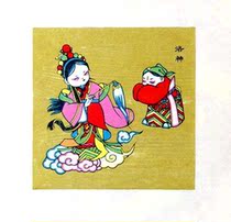 National intangible cultural heritage collection gift best gift Wuqiang woodblock New year painting drama painting a Luoshen
