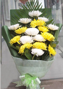 白色黄色菊花祭奠清明节冬至扫墓花束天津同城鲜花速递宁河 塘沽