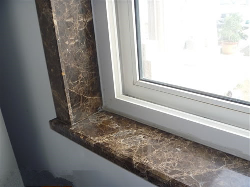 Imported natural marble deep brown net custom window sill bay window all stone engineering artificial marble bar