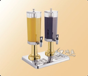 Stainless steel double head gilded juice tripod PC barrel juice tripod milk tripod coffee tripod ice cold octagonal