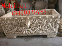 Stone Carving Flower Pot Fish Tank Green Stone Fish Tank Stone Carving Sink Courtyard Decorated Stone Sculptures Pendulum 037