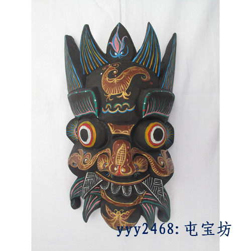 cn11 Folk Nuo opera ground opera mask face dance god dance opera wood carving folk feng shui pendant totem 33 cm
