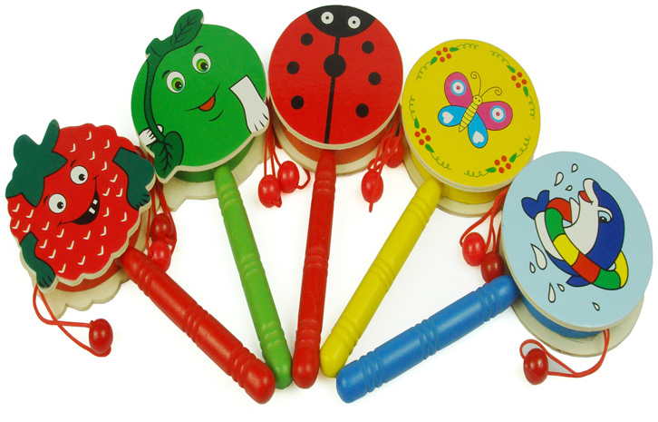 Children's rattles, hand rattles, wooden string bells, baby bell toys, rattle drums, 0-1 year old baby toys