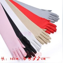 High elastic spandex etiquette gloves white long sunscreen UV protection stage performance multi-color custom thin section