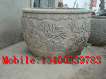 Imitation ancient stone carved pool fish tank Qingshi flower pot Han white jade stone carved courtyard decorated with stone sculptures 077