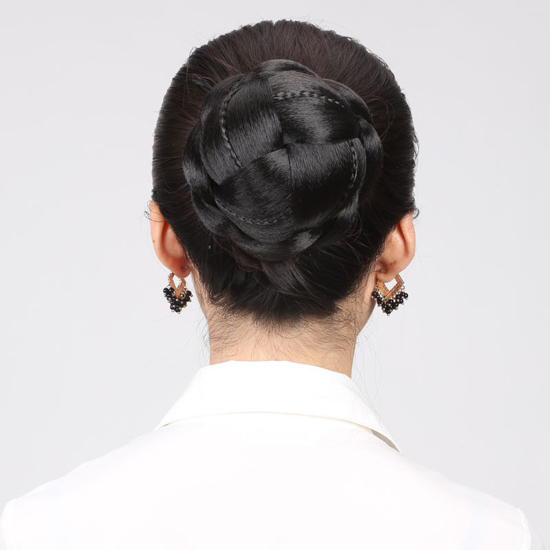 Cuddling Drip Wig New Simple Disc Hair hair Bun Retro buttoned flower Bud Bride Hair Bag Girl Wig Bag bag