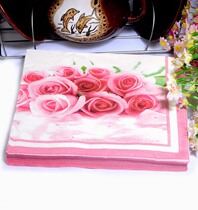 (factory) Wedding wedding banquet Colour paper towel printed napkin colored square towels 9 roses