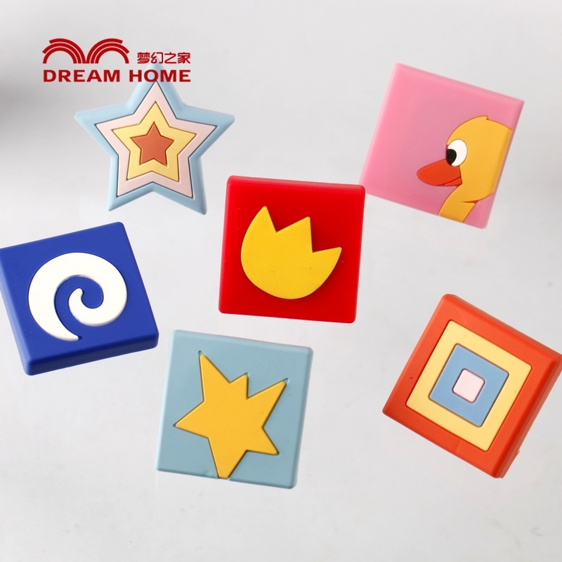 Cartoon Handle Children's Room Drawers Handle Shoes Cabinet Door Handle Environmental Protection Soft Glue Handle O-style field Country Tetris