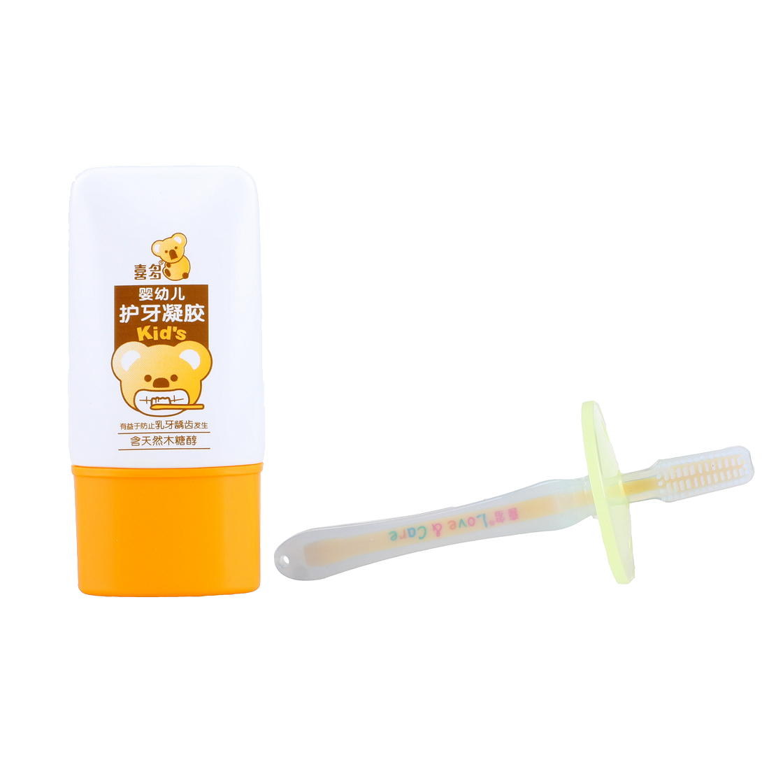 喜多婴儿护牙套装凝胶35g+乳牙刷 含木糖醇硅胶牙刷 宝宝牙膏牙刷