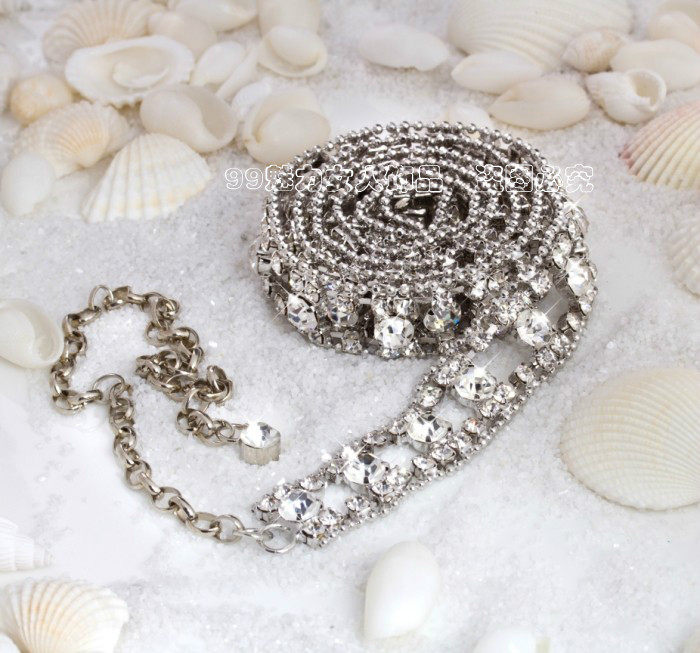 With Dress Decorative Waist Chain Jeans Rhinestone Korean Ladies Belt Metal Hollow Versatile Dance Waist