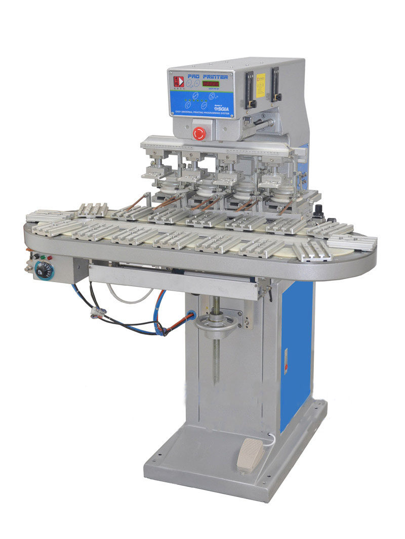 P4 C four-color transport pad printing machine with oil cup Four-color pad printing machine turntable pad printing machine warranty for one year