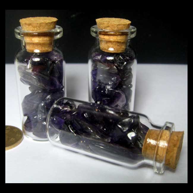 Wish Bottle SS8312L5 * Ping An Bottle Drifting Bottle * Amethyst Gravel * Uruguay Purple Crystal (5cm26g)