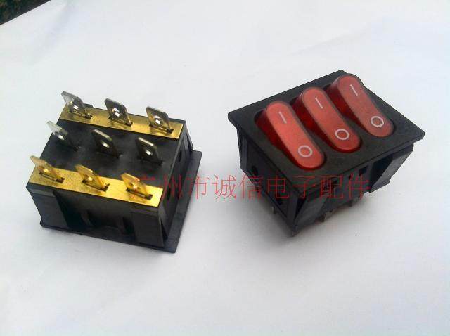 High-quality triple 9-foot rocker switch factory direct sales KCD3 boat switch 15A 250V copper feet