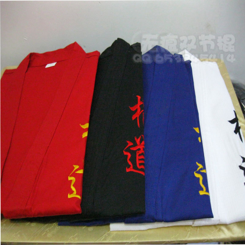 Track jacket blouse black red double-cut stick perform taekwondo kungfu martial arts set to make Lingyun