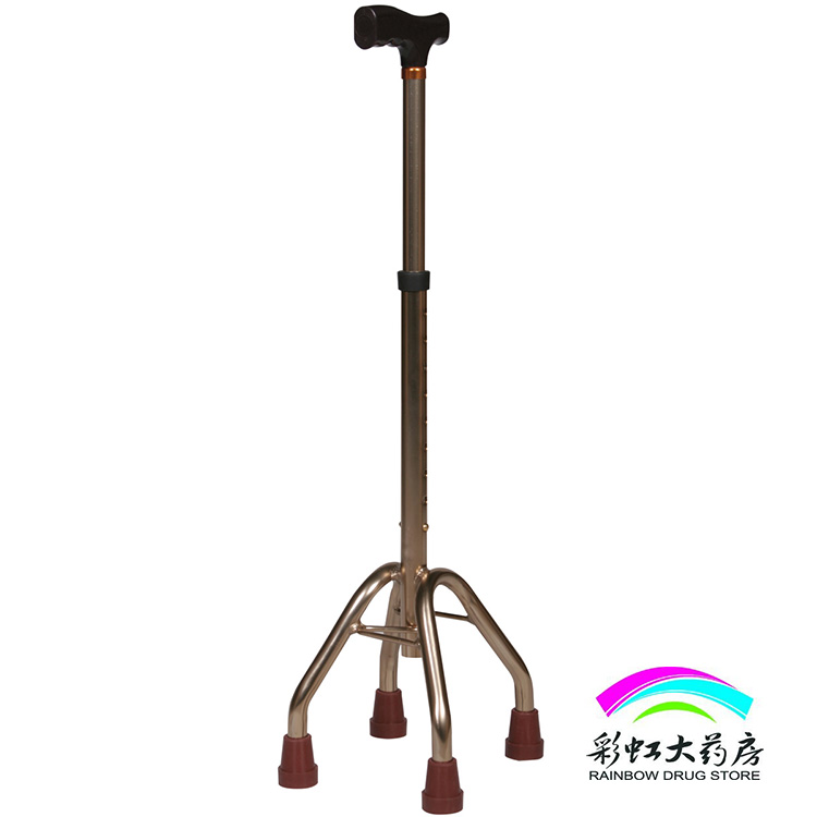 优康德 四脚拐杖 老人铝合金拐杖 老年人四角拐棍助行器可伸缩拐