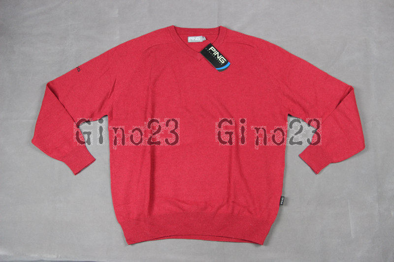 ping golf men's golf sweater 80% hair red V-neck genuine export