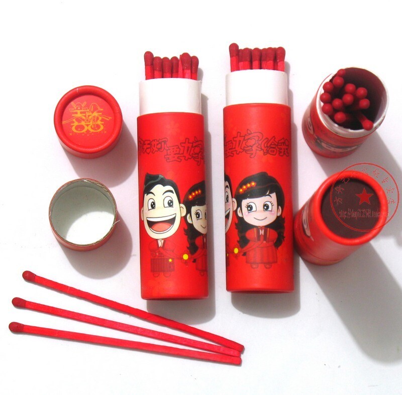 Wedding Festive items Wedding Celebration Matches Small Two Openings Laughing Red Pole Matches Poppaparazzi Wedding Banquet Cylinder Matches