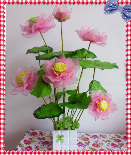 Free Shipping Silk Screen Flower Material Package Stockings Flower Lotus Material Package Package Diy Handmade Bonsai Set