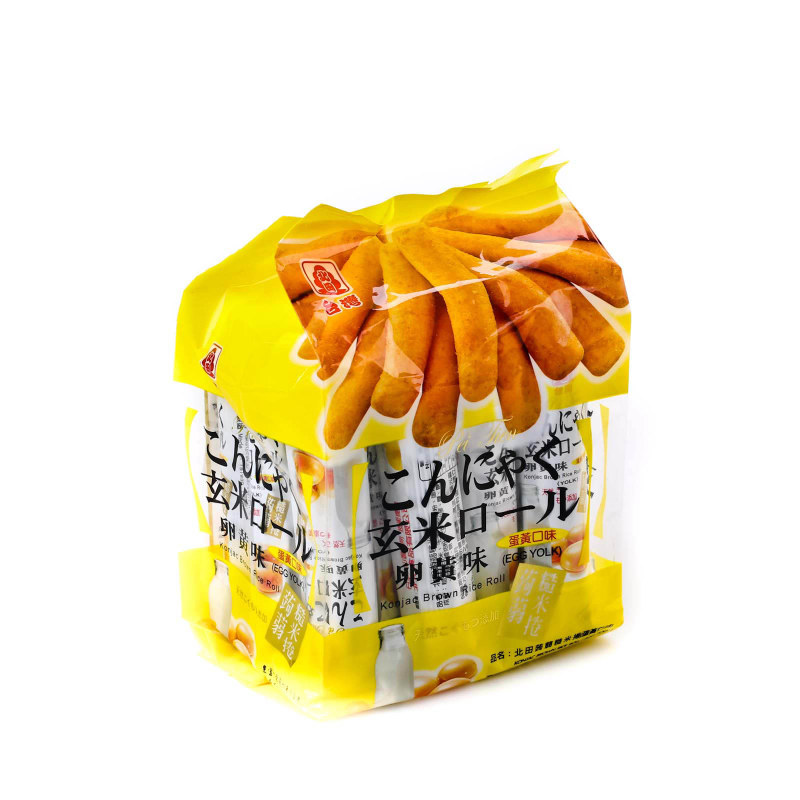 【天猫超市】台湾进口日本人气零食北田蒟蒻糙米卷蛋黄卵黄味160g