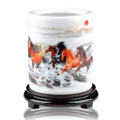 Jingdezhen ceramic pen holder: "Success Comes to Life", creative pen holder, gift, office decoration, display piece