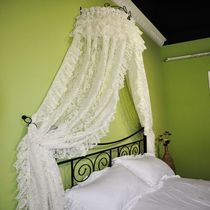 Nordic lace bedside decoration Court light luxury sentiment European bed curtain household princess bed mantle to send iron frame