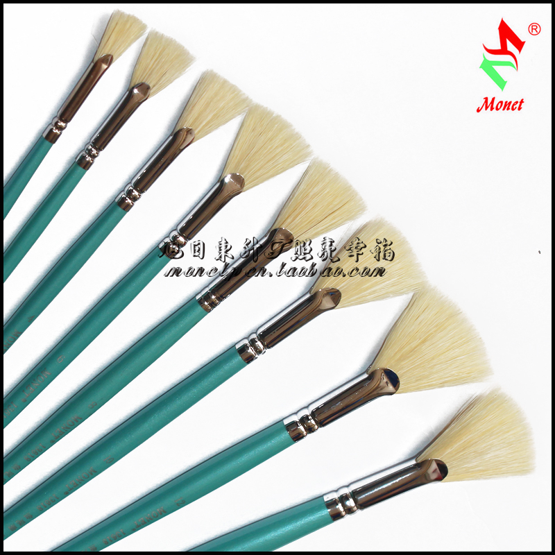  Monet MONET PIG MANE Brush Oil Paintbrush Oil Paintbrush Fresh Blue Pole Sector Brush Single